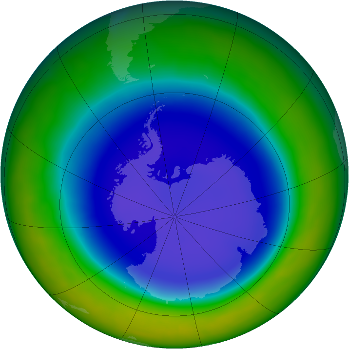 Antarctic ozone map for September 2011